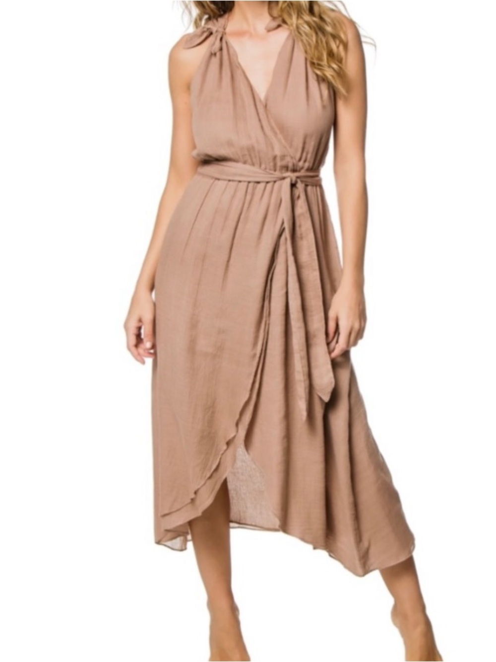 Mirth Amangensett Cotton Tan Wrap Dress